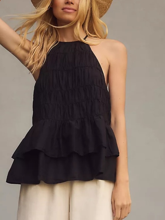 Pilcro Tops - Pilcro Smocked Sleeveless babydoll ruffle Top boho witchy western summer casual